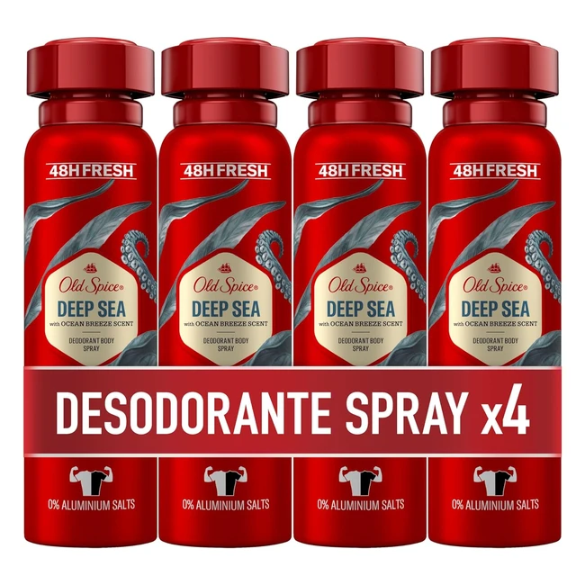 Pack x4 Old Spice Deep Sea Spray Desodorante Hombres 150ml - Ref.1234 - Frescura y Protección