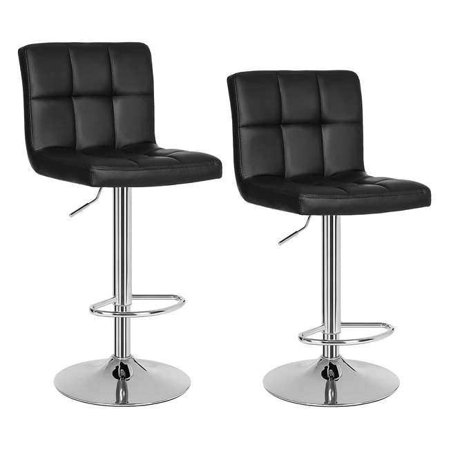 Songmics Barhocker 2er Set LJB64B - Hhenverstellbar, 360 Drehstuhl, Rckenlehne, Fusttze