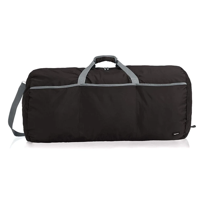 Bolsa Grande Viaje/Deporte Amazon Basics 98L - Negro - 100% Nailon - Correa Desmontable - Bolsillos Frontales y Traseros con Cremallera