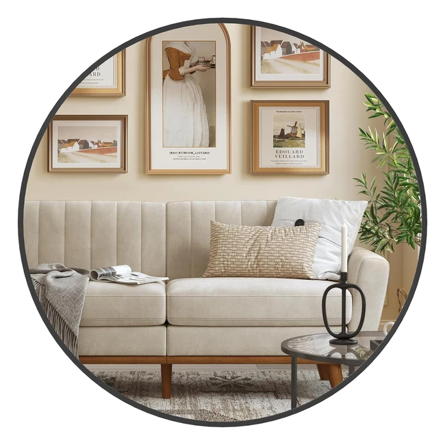 Songmics Wandspiegel rund 61 cm Badezimmerspiegel Metallrahmen einfache Montage modern LWM102B01