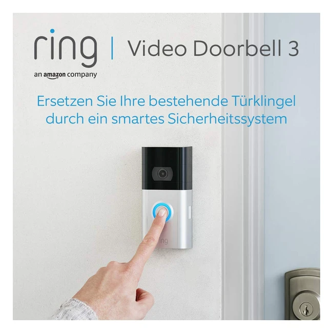 Ring Amazon Video Doorbell 3 HD Video 1080p verbesserte Bewegungserkennung mit 30-tägiger Testphase für Ring Protect