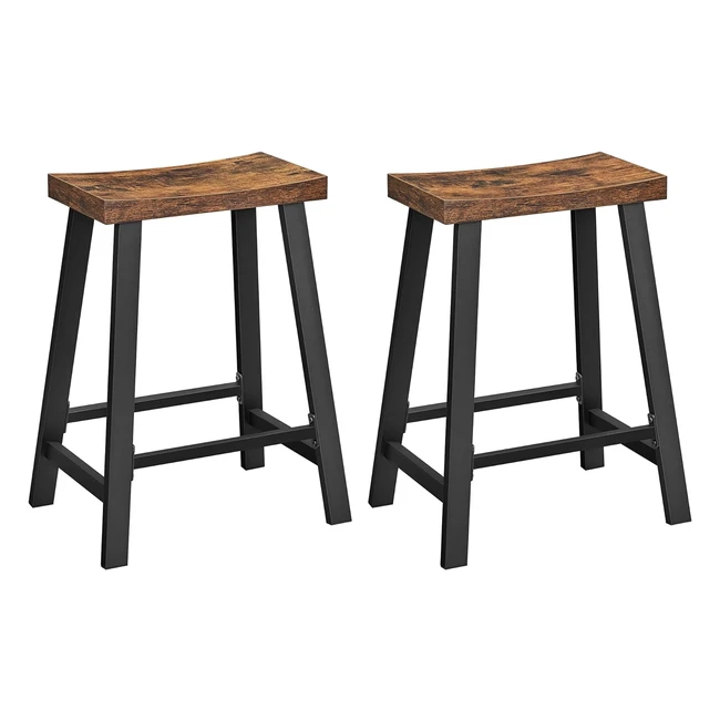 VASAGLE Bar Stools Set of 2 | Saddle Seat | Sturdy Steel Frame | Industrial Style | Vintage Brown & Black