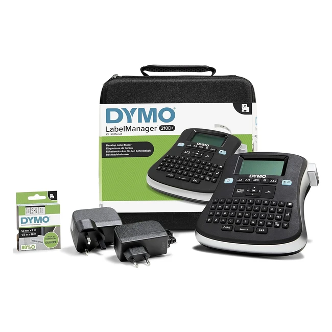 Dymo LabelManager 210D Handheld Label Maker Kit - QWERTY Keyboard - 12mm Black on White D1 Labels