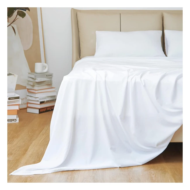 Sweetnight Bedding 3 Piece Single Bed Sheet Set - Soft Brushed Microfiber - Wrinkle Free - White