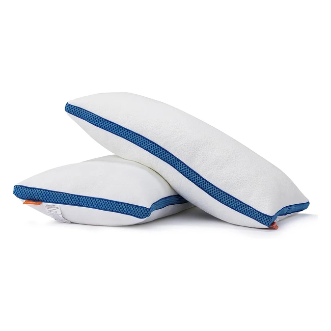 Sweetnight Shredded Memory Foam Pillows 2 Pack - Luxury Firm Pillows for Side, Back, and Front Sleepers with Cooling 100% Cotton Cover - Adjustable Hotel Bed Pillow with Zipper - 42x70cm