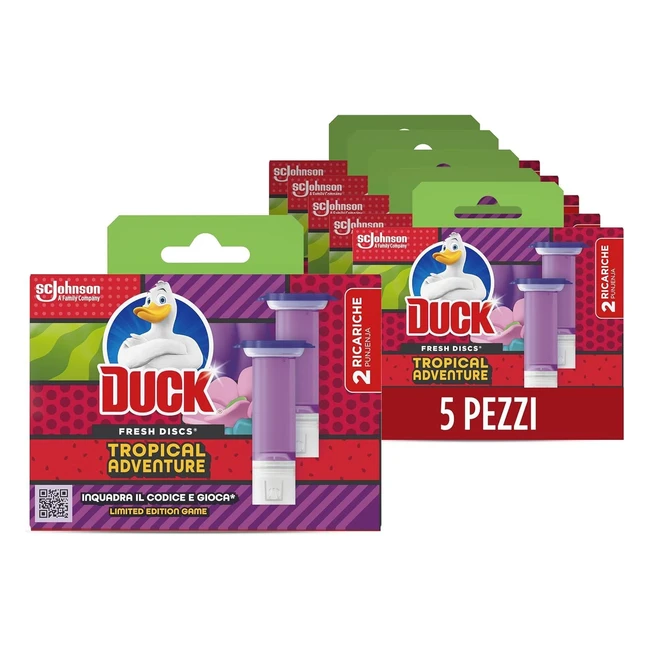 Dischi Gel Igienizzanti WC Duck Fresh Discs Fragranza Anguria/Arancia - Formato Scorta 10 Ricariche e 60 Dischetti