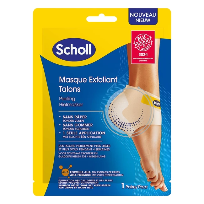 Masque pieds exfoliant Scholl - Peeling talon, soin efficace - 2 chaussettes