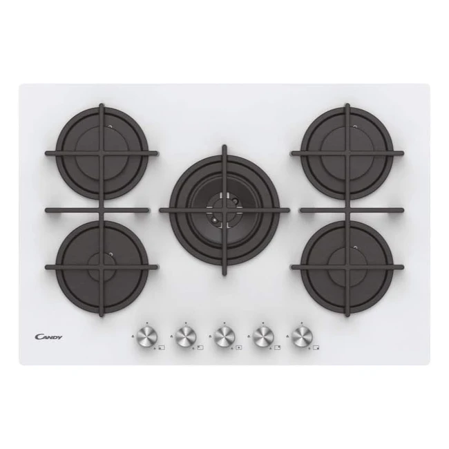 Candy CVG74WPW Piano a Gas Vetro 5 Fuochi Bianco - Eleganza e Prestazioni