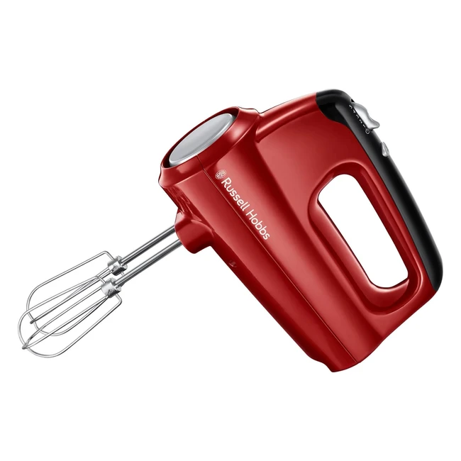 Sbattitore Elettrico Russell Hobbs Rosso - 5 Impostazioni Velocità - Funzione Turbo - 2 Fruste e Ganci Lavabili - 2467056