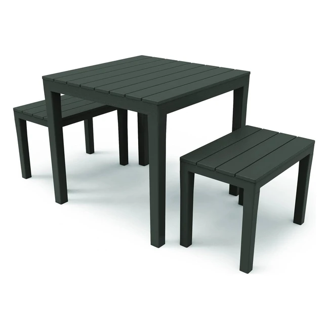 Set da esterno dmora con tavolo quadrato e panche - Made in Italy