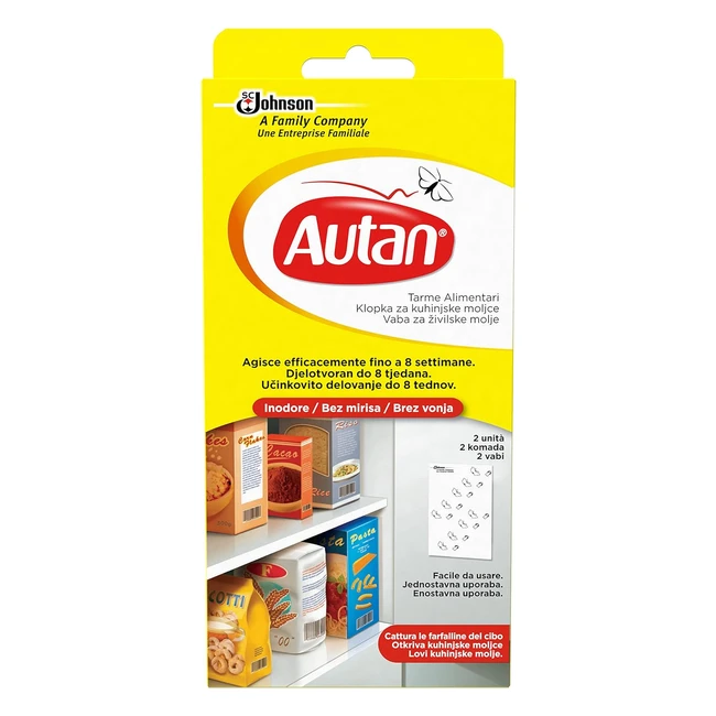 Autan Antitarme Alimentari - Confezione da 2 Fogli - Cattura Tarme e Farfalline - Fino 8 Settimane