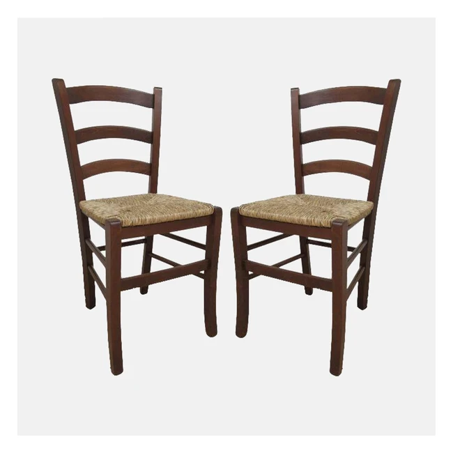 Set 2 Sedie Classiche in Legno Made in Italy - Design Elegante - 44x45h87 cm - Colore Noce