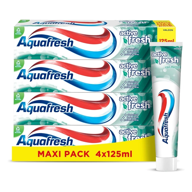 Aquafresh Active Fresh Pasta de Dientes 4x125 ml - Limpieza Activa y Aliento Fresco