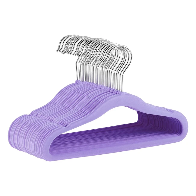 Amazon Basics Kids Velvet Nonslip Clothes Hangers Pack of 30 Purple - Strong & Durable