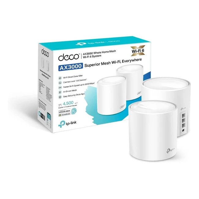 TP-Link Deco X50 AX3000 Whole Home Mesh WiFi 6 System Dual-Band 4500 ft2 Coverage Pack of 2
