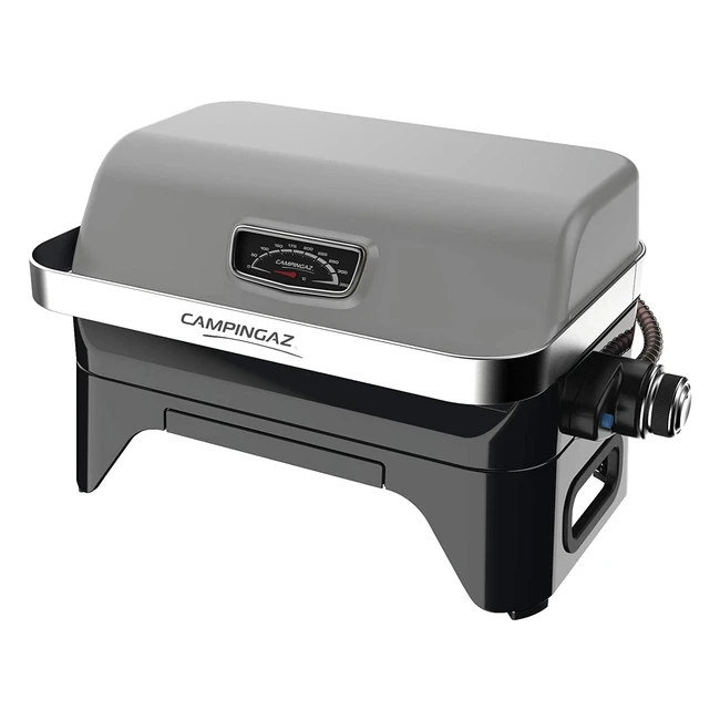 Campingaz Gasgrill Attitude2Go CV - Kompakter Tischgrill mit Deckelthermometer und gusseisernem Grillrost - Betrieben mit CV-Gaskartuschen