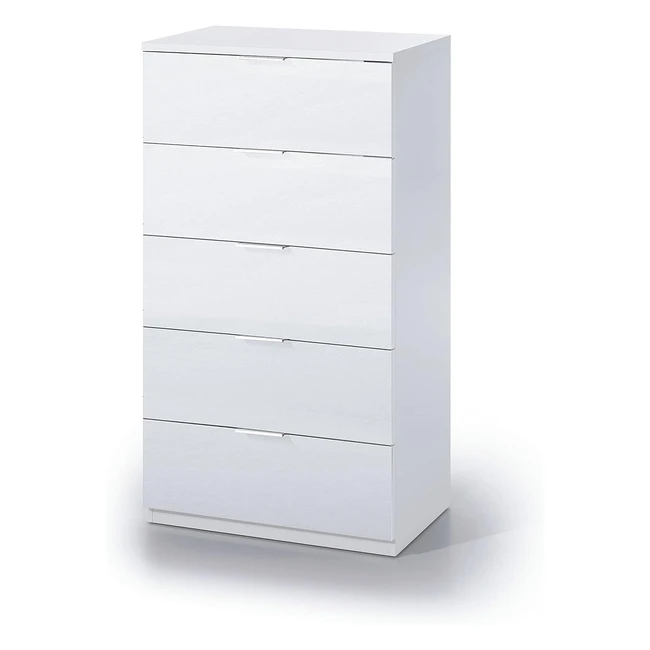 Cassettiera Bianca Moderna 5 Cassetti - dmora Ref. 1234 - Spaziosa e Resistente