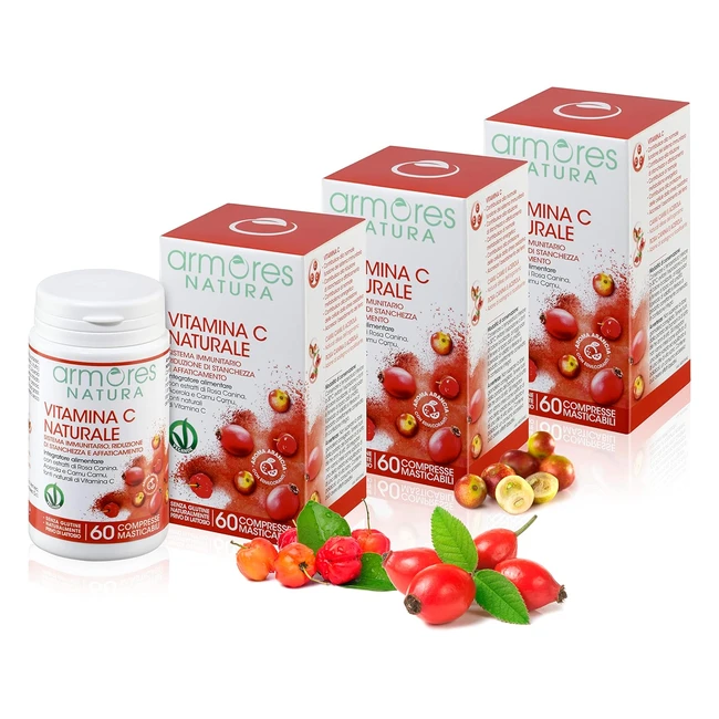 Integratore Alimentare Vitamina C Naturale - Armores Natura - Ref. 123 - Con Acerola, Rosa Canina e Camu Camu