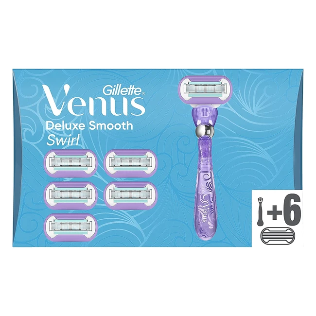 Maquinilla de afeitar y depilación Gillette Venus Swirl para mujer - 6 cuchillas de recambio para un afeitado suave y preciso