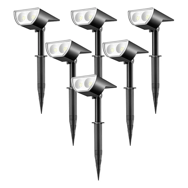 Linkind 6Pack Solar Spotlights - 350lm 6500K Cool White - IP67 Waterproof - Garden Lights for Patio, Yard, Driveway