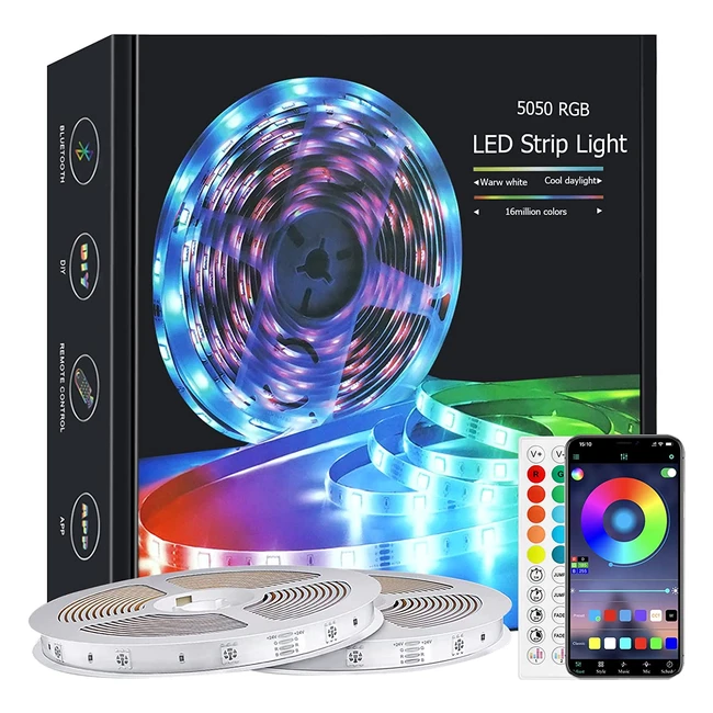 20m LED Strip Lights with Music Sync, Remote & App Control - RGB Smart LED Lights for Bedroom, TV, Kitchen, Party - 2 Rolls of 10m