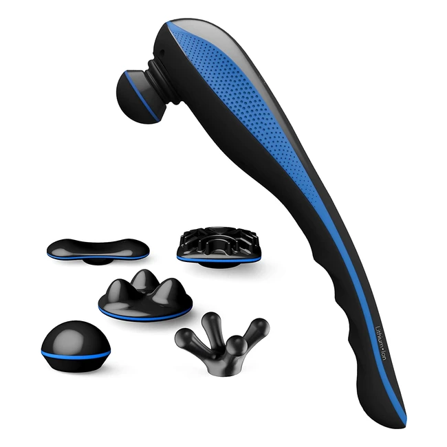 Wahl Cordless Deep Tissue Massager - Release Muscle Knots, Improve Blood Circulation - 5 Attachments - Black/Blue