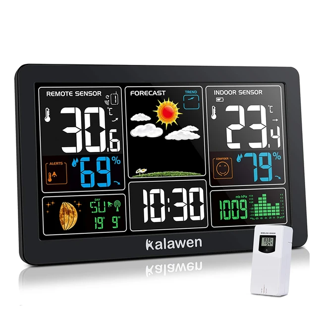 Kalawen Weather Station - Wireless Digital Alarm Clock with Barometer Temperatu