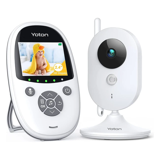 Yoton Baby Monitor Video e Audio con Telecamera - Modalità Vox, Dialogo Bidirezionale, 8 Ninne Nanne - 24'' - 800mAh