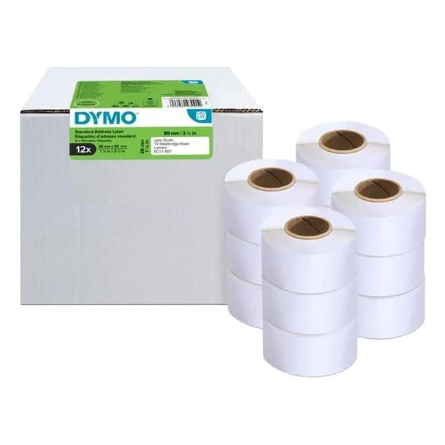 Dymo Authentic LabelWriter Address Labels - 1560 Count, 12 Rolls, Self-Adhesive