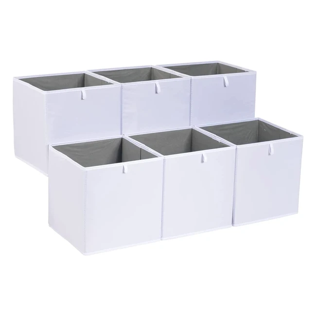 Lot de 6 cubes de rangement pliables en tissu blanc 33x38x33cm - Amazon Basics