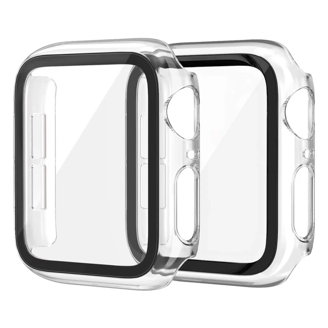 Edimens 2 Pack Hard PC Case for Apple Watch 45mm Series 78 - Slim Tempered Glas
