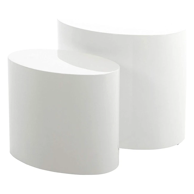 AC Design Möbel Couchtisch - Hochglanz Weiß, stapelbar, 2-teiliges Set