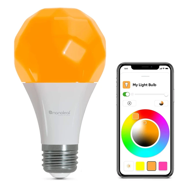 Lampadina LED RGBW Smart Nanoleaf Essentials E27 - 16M Colori - Funziona con Google Home e Apple - Decorazioni Casa e Gaming