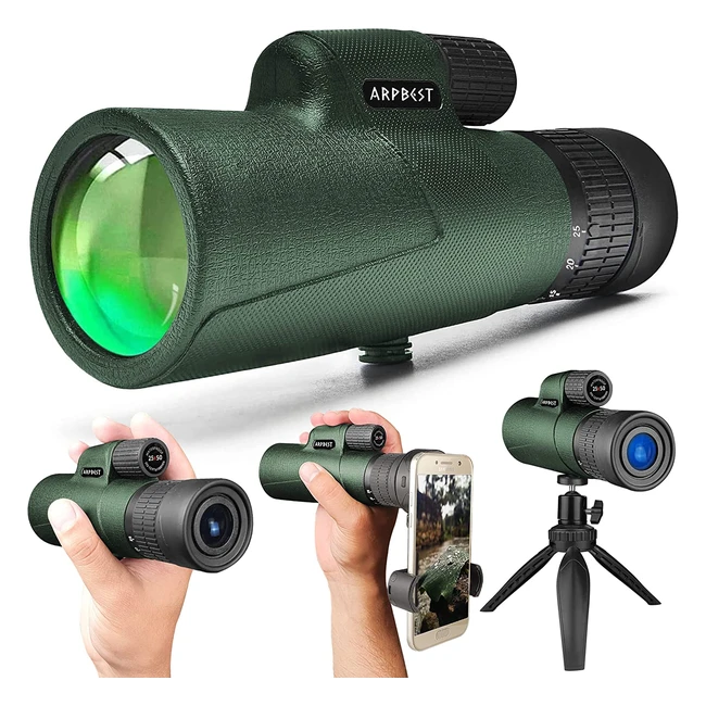 Arpbest 25x50 Monocular Telescope with Smartphone Holder and Tripod - High Definition Zoom Focus for Wildlife Bird Watching Hiking Camping