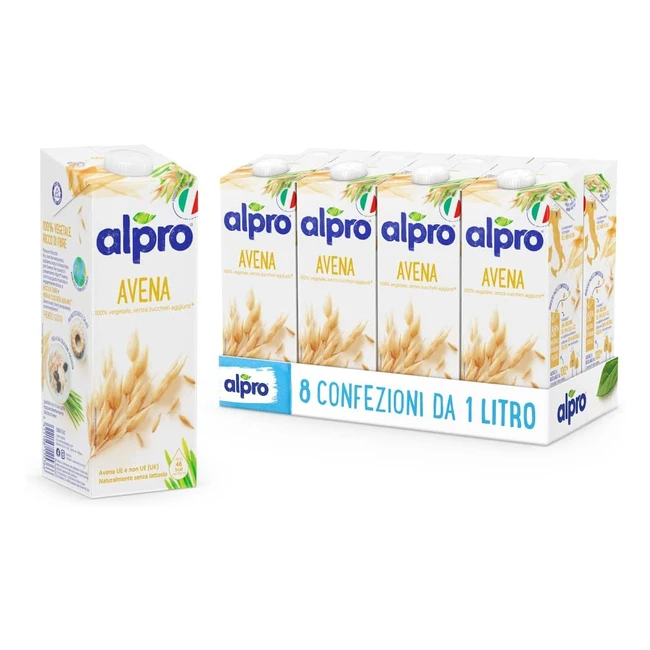 Alpro Bevanda all'Avena 100% Vegetale con Vitamine B2, B12 e D - 8 Confezioni da 1L