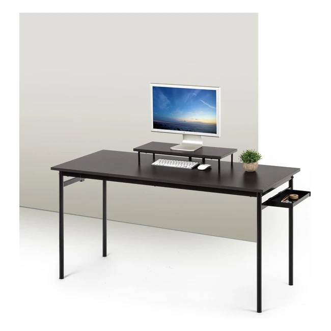 Zinus Tresa Desk - Black Metal with Storage and Monitor Stand, Easy Assembly