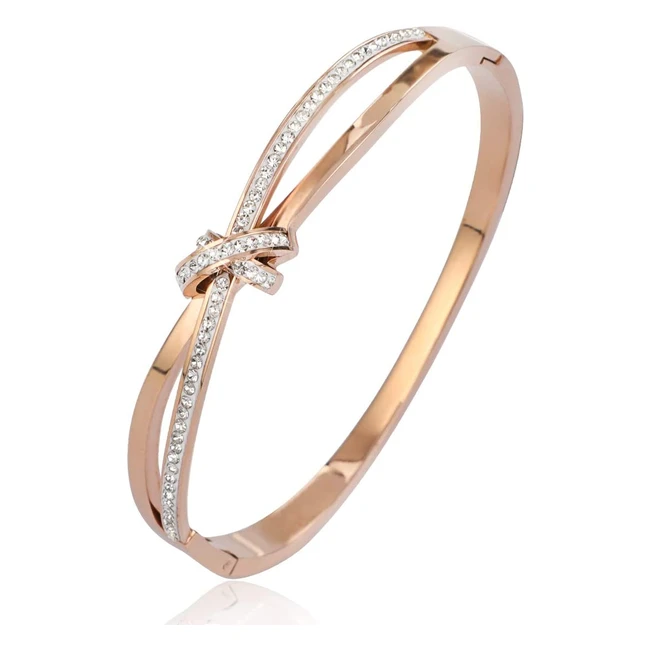PhogaryForever Knot Classic Bracelet for Women - Rose Gold Crystal Bracelet (Ref. #1234) - Perfect for Any Occasion