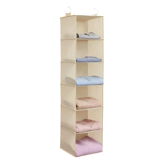 Lifewit 6-Shelf Hanging Closet Organizer | Foldable & Durable | Beige