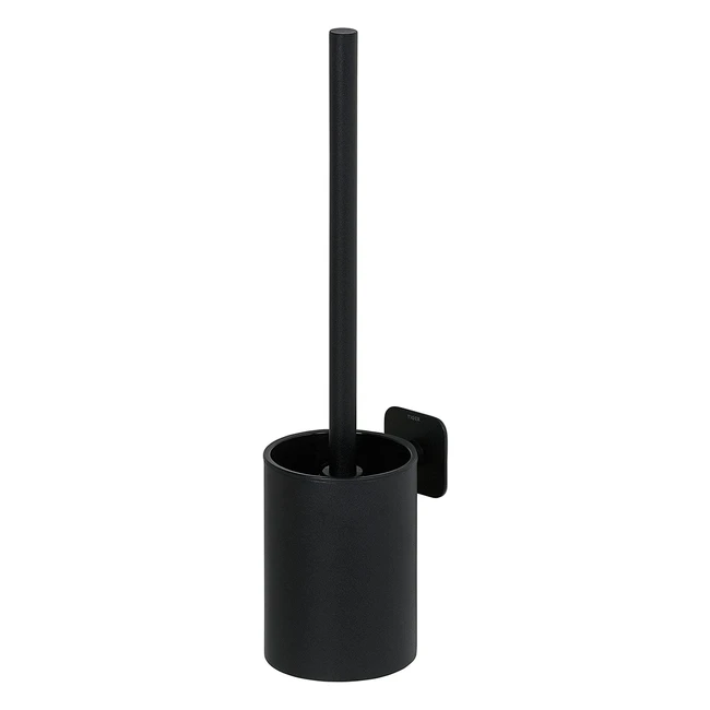 Tiger Colar Toilet Brush Set - Stainless Steel Black Powdercoated Adhesive Mou