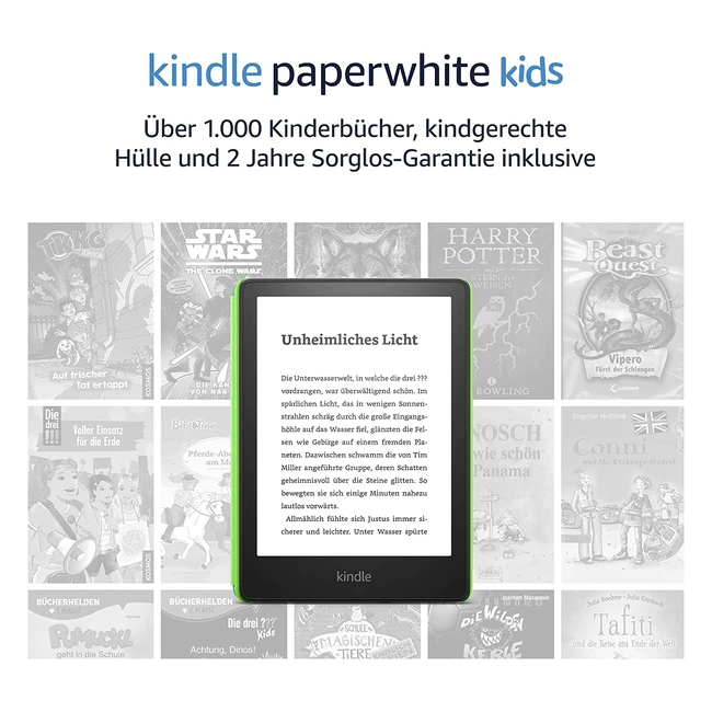 Kindle Paperwhite Kids - Über 1000 Kinderbücher, kindgerechte Hülle, 2 Jahre Sorglosgarantie, Juwelenwald, 8GB