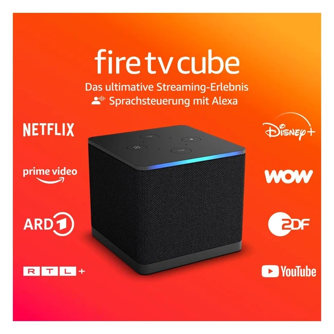 Fire TV Cube Streamingmediaplayer mit Alexa Sprachsteuerung, WiFi 6E & 4K Ultra HD - Blitzschnelle Appstarts & Dolby Vision HDR