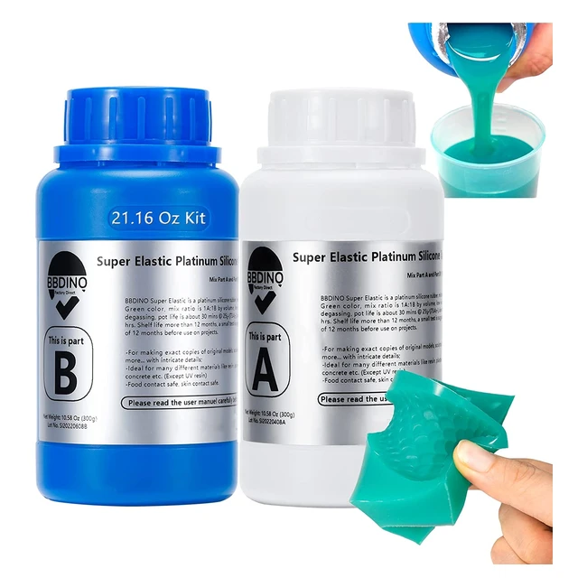BBDino Silicone Mould Making Kit - Ideal for 3D Silicone Moulds & Food Molds - 2116 oz Liquid Silicone Rubber - Jade Green