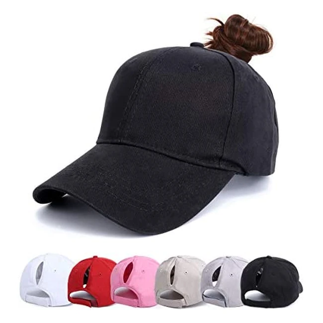 Kodior Women's Baseball Cap with Ponytail Hole - Retro Unisex Trucker Hat for Outdoor Activities