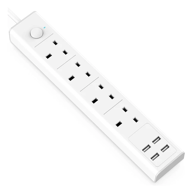 Ticcolo 4-Way Extension Lead with USB Ports Surge Protection and 18m Cable - 1