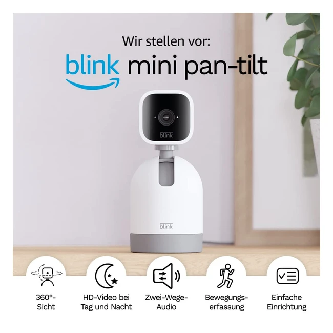 Blink Mini Pan-Tilt-Kamera - Bewegliche Plug-in-Überwachungskamera für den Innenbereich - HD-Video - Alexa-kompatibel - Weiß