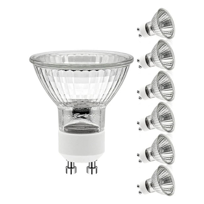 Simusi GU10 Halogen Spotlight Bulbs - 6 Pack 40W 2 Pin, Warm White, Dimmable, IP44 Bulbs