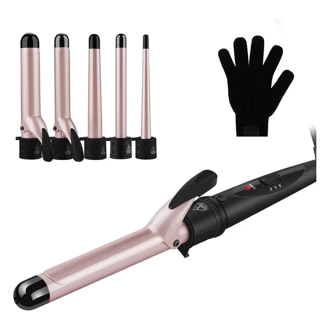 Geediar 5-in-1 Curling Iron with Ceramic Coating Barrels and Dual Voltage - Perfect for All Hair Types