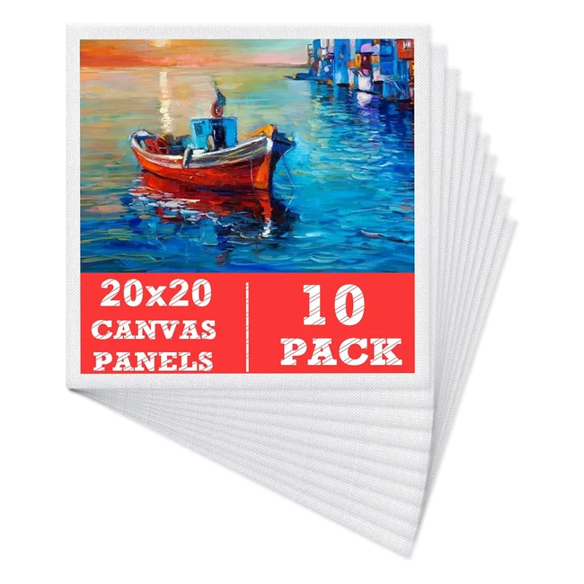 10 Pack Blank Canvas Panels 20x20cm - 100% Cotton for Acrylic & Oil Paint