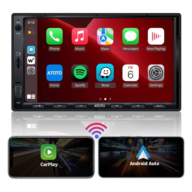 Atoto F7 Double Din Car Stereo - Wireless Carplay & Android Auto, Touchscreen Radio with GPS Navigation, Voice Control & Quick Charge