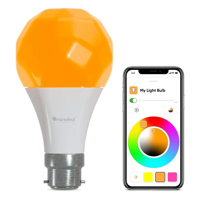 Nanoleaf Essentials B22 LED Bulb - RGBW Dimmable Smart Bulb with Thread & Bluetooth - Works with Google Assistant & Apple HomeKit - Room Decor & Gaming